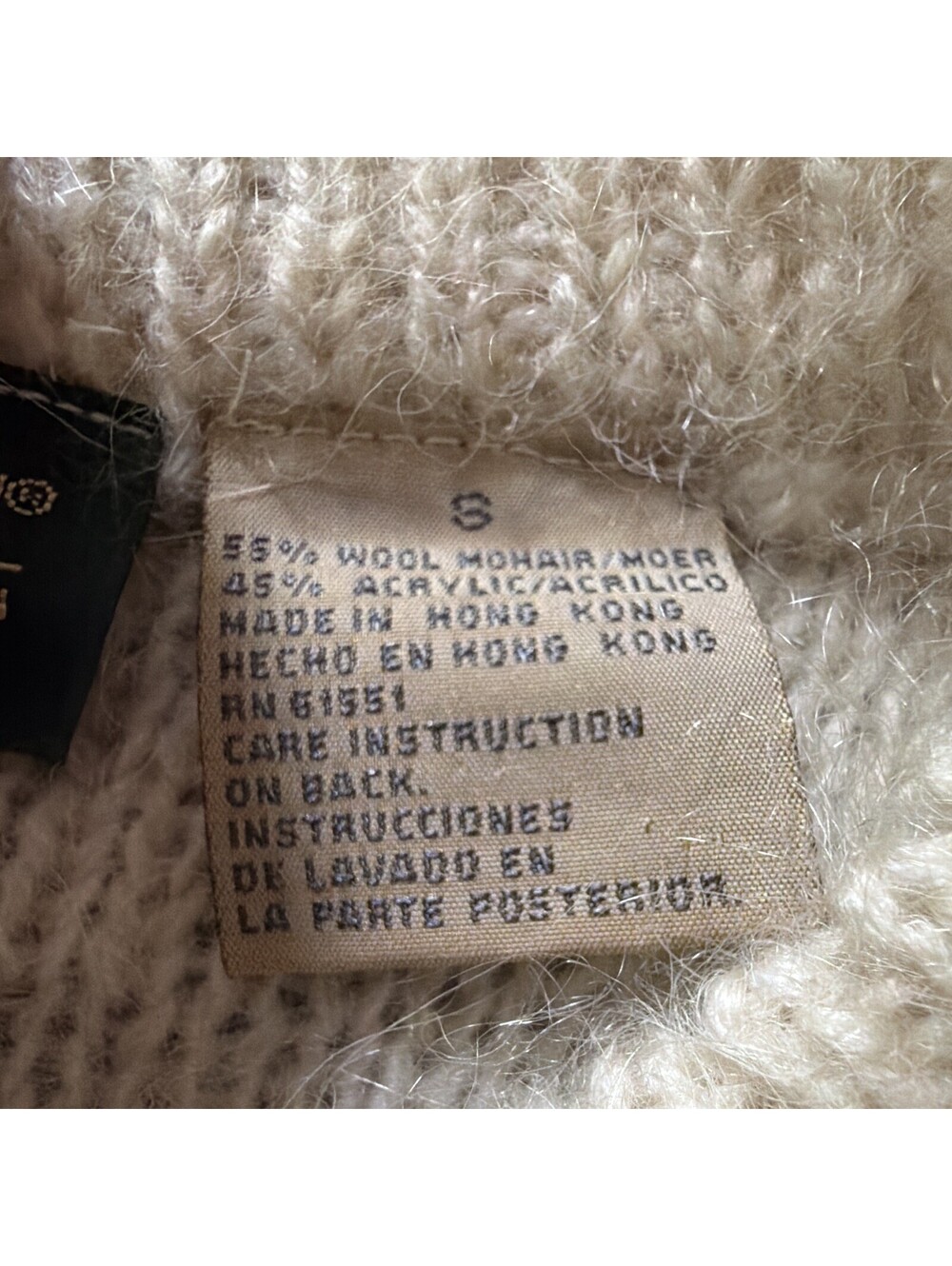 Harvé Benard Women's S Ivory Wool Mohair Blend Crew Neck Knit Pullover Sweater - Picture 3 of 9